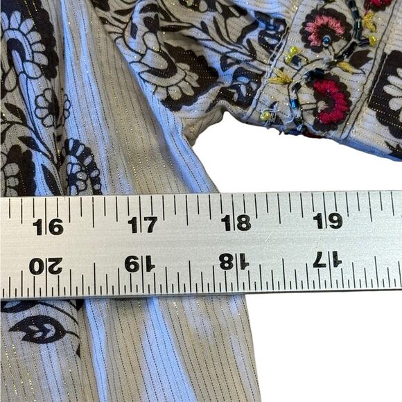 Sundance Floral Embroidered Boho Top Beaded and Lurex Thread Womens Small - Picture 4 of 10